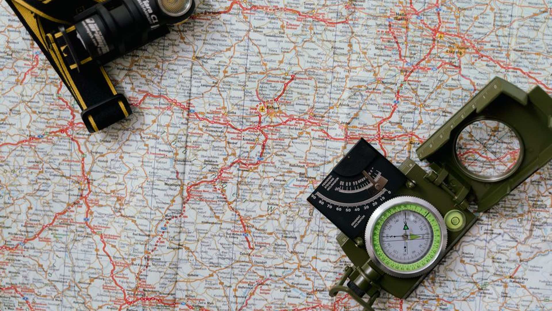 GPS device Arctic map compass snowdrift trail terr