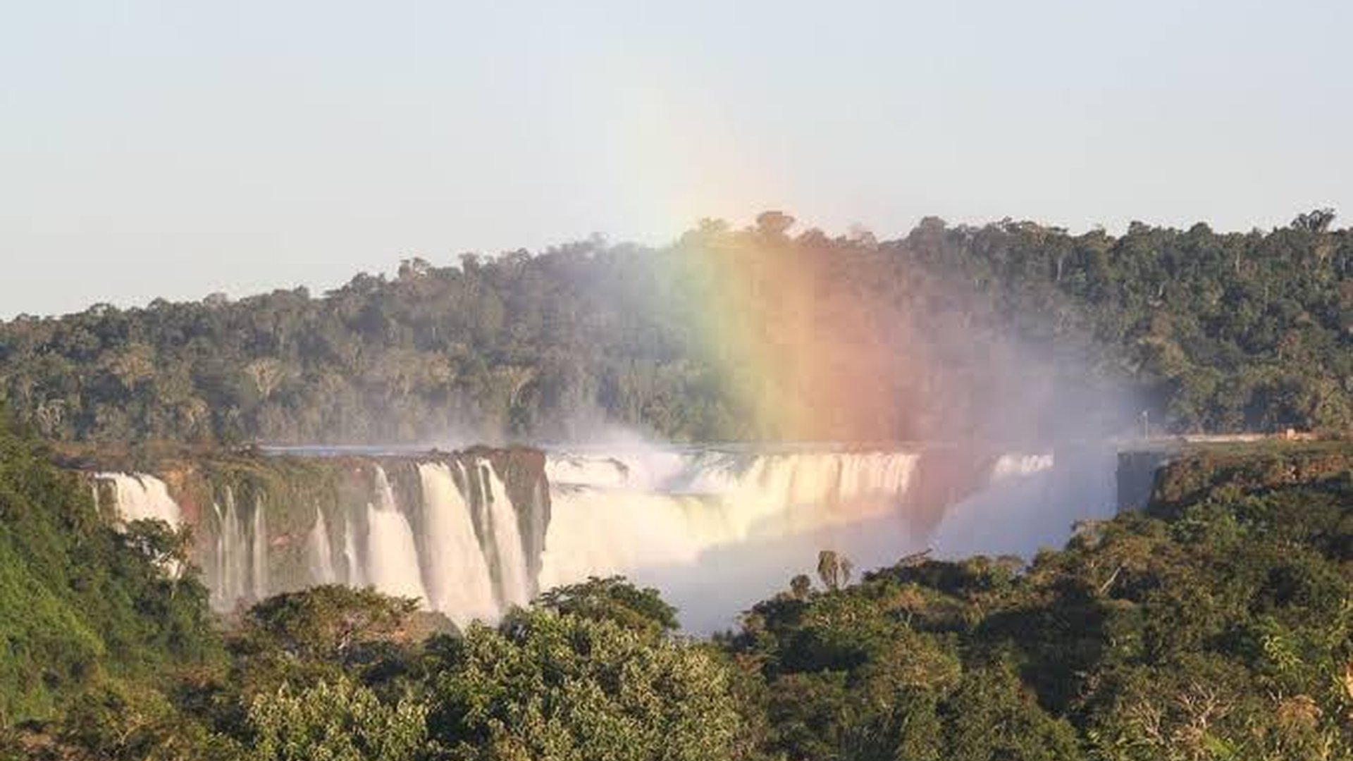 Iguazu Falls Argentina wooden walkway tropical for